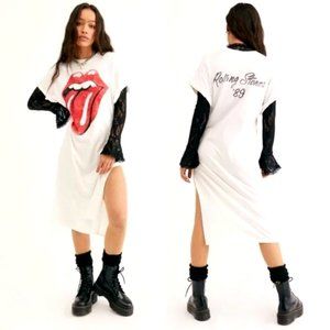 Daydreamer free people rolling stone tshirt dress with slit